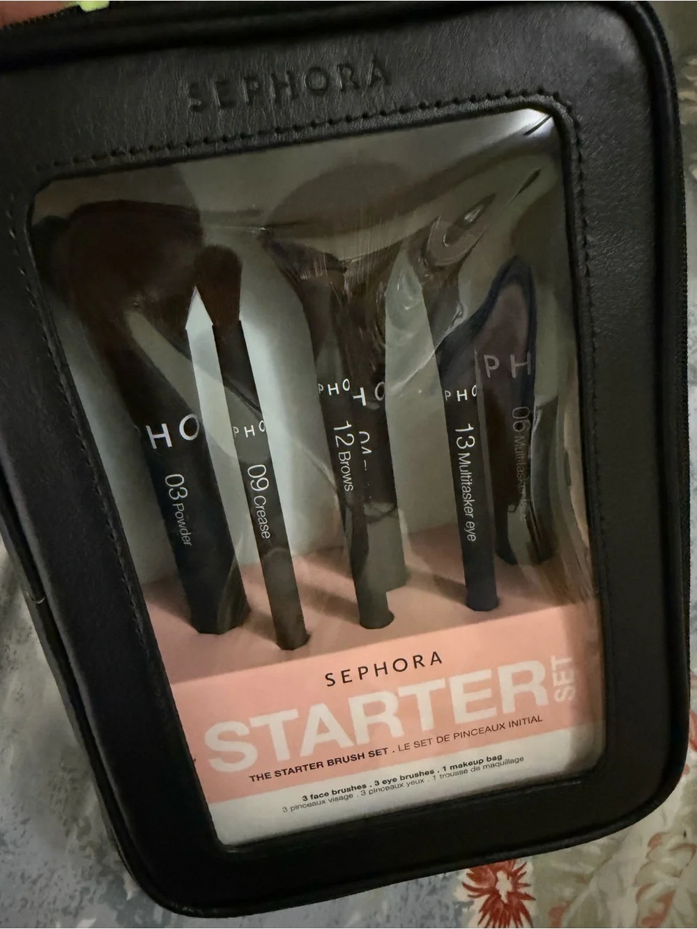 Sephora Black Brush Set with Pink Starter Label